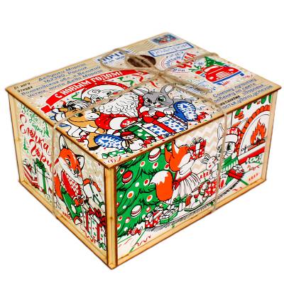 Сладкий новогодний подарок в жестяной упаковке весом 1550 грамм по цене 2723 руб