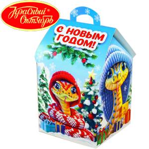Сладкий подарок на Новый Год в картонной упаковке весом 600 грамм по цене 654 руб в Ермолино